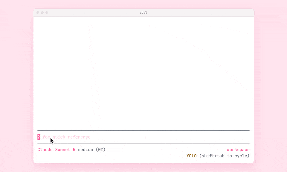 Asked to open a browser, AdaL loads the browser capability itself, then does the task