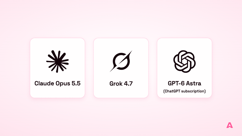 Claude Opus 5.5, Grok 4.7 and GPT-6 Astra