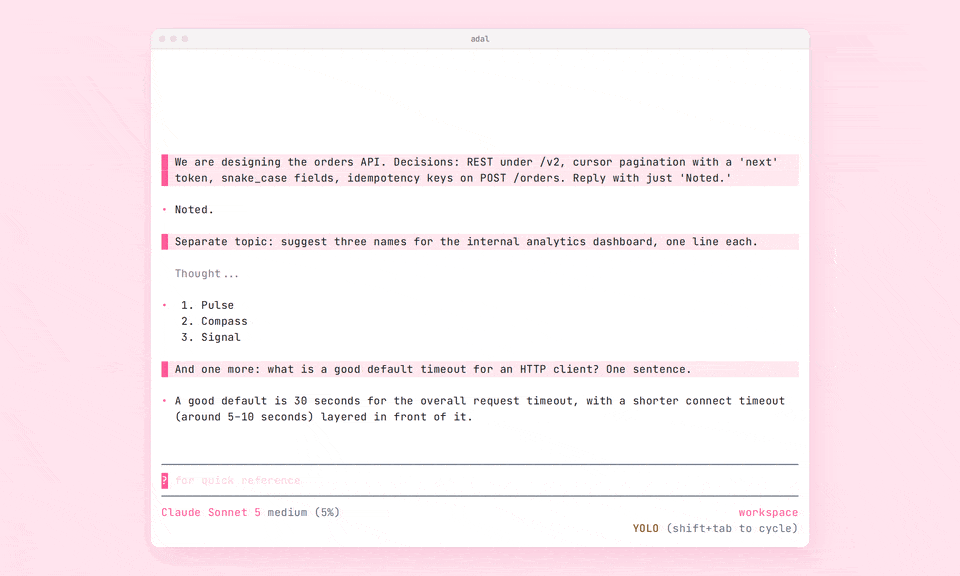 Running /compact keep the API design details in AdaL